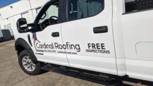 Cardinal Roofing Truck sign