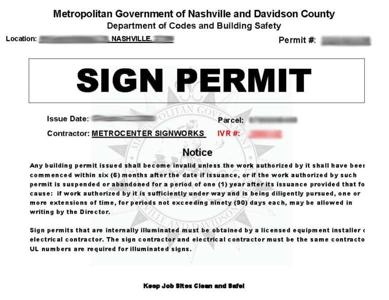 Sign Permit Metro Sign
