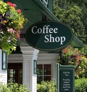 Coffee shop store front sign