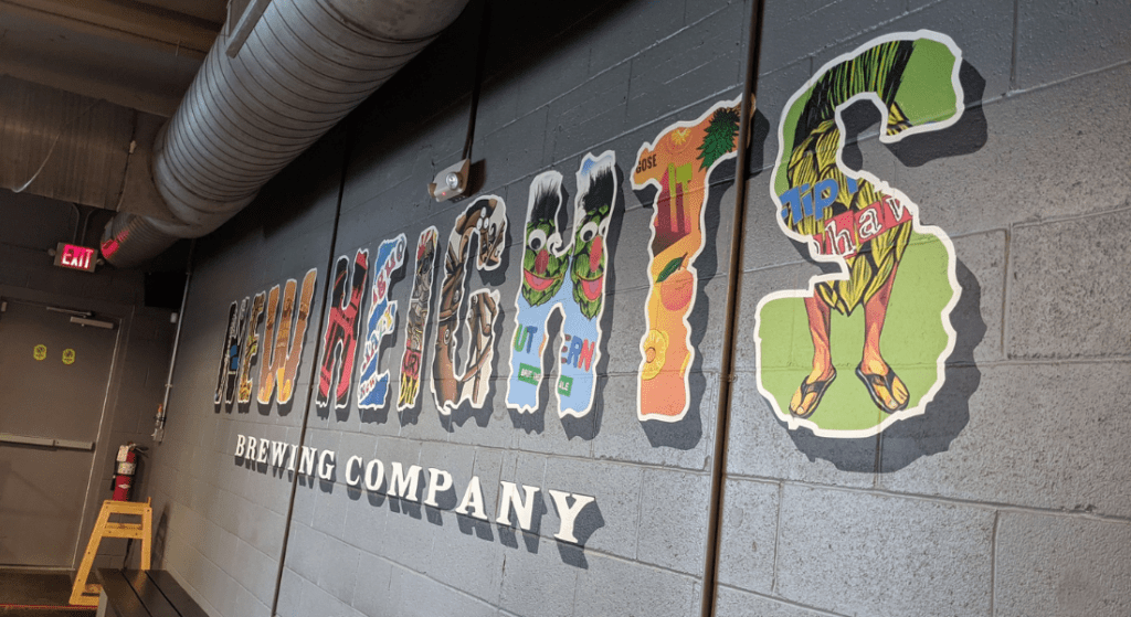 Indoor colorfull sign New Heights Brewing Company