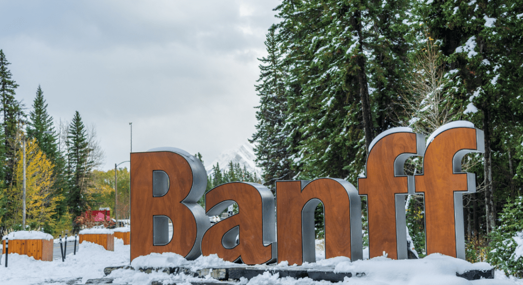Outdoor sign in snow