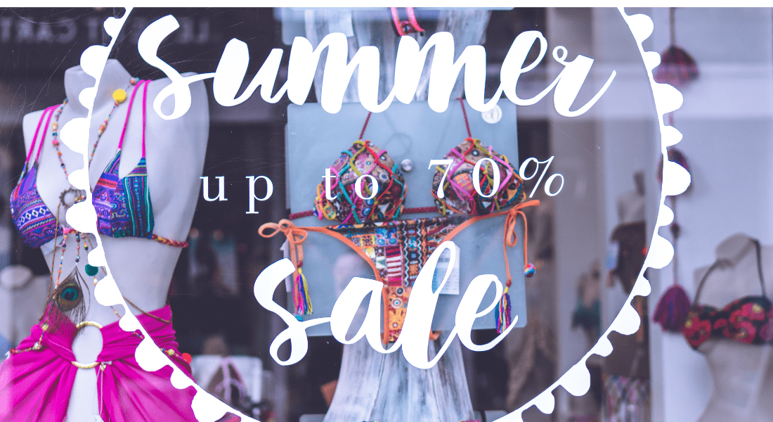 Summer Sale clothing store glass window
