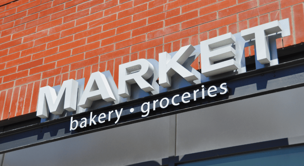 Market bakery groceries Signboard Sign Installation for Retail Businesses Metrocenter signworks
